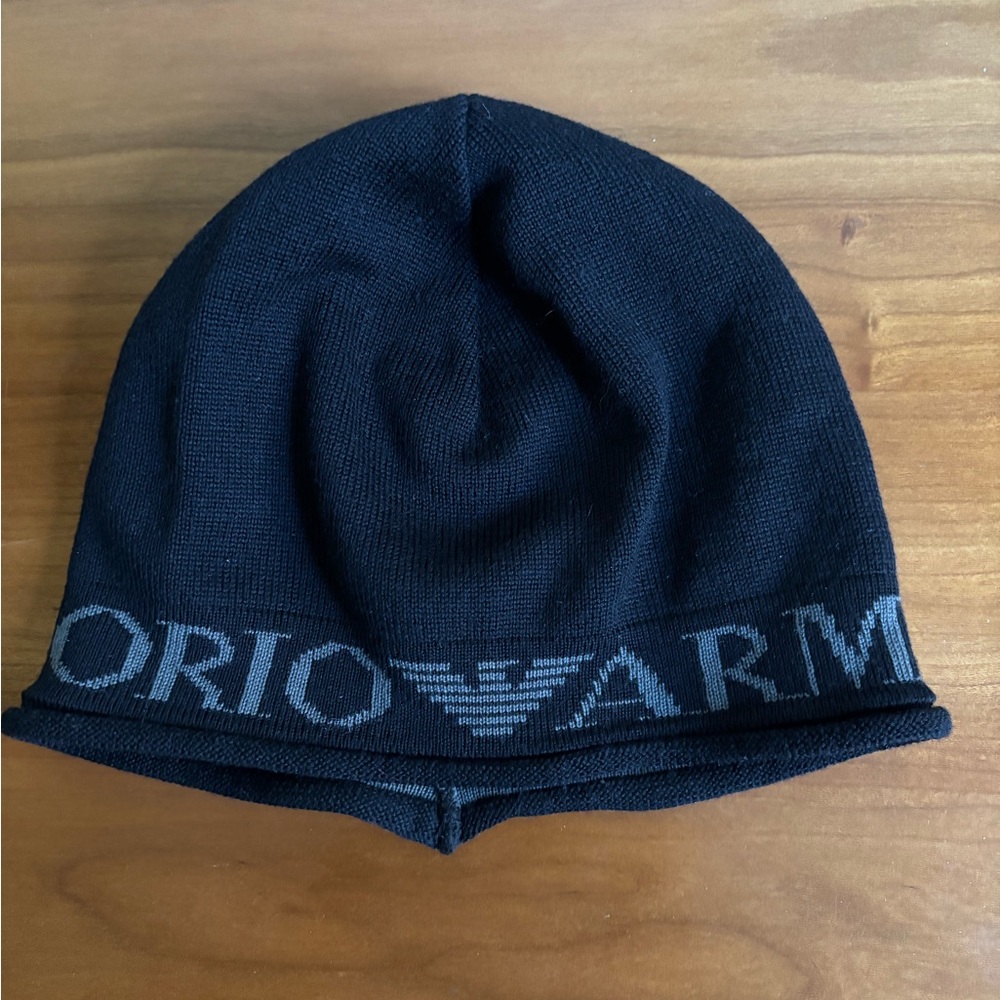 NWOT Emporio Armani Dark Knit Hat Made in Italy Size M
